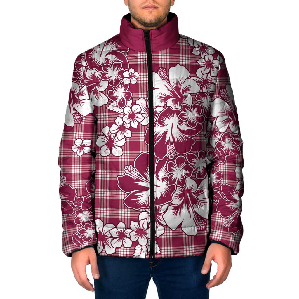 Hibiscus Pakala Royal Magenta Padded Jacket Tropical Floral Stylized LT01 Men Magenta - Polynesian Pride