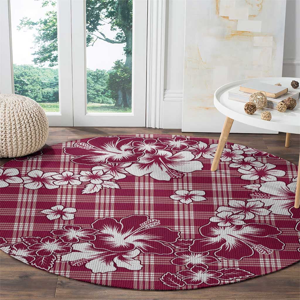 Hibiscus Pakala Royal Magenta Round Carpet Tropical Floral Stylized - Polynesian Pride