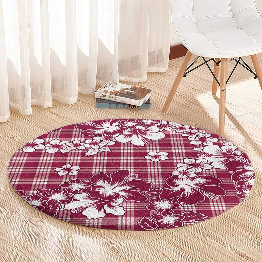 Hibiscus Pakala Royal Magenta Round Carpet Tropical Floral Stylized - Polynesian Pride