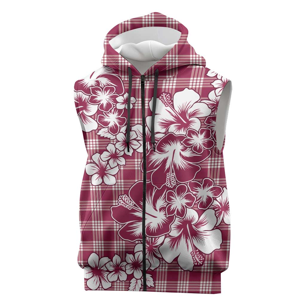 Hibiscus Pakala Royal Magenta Sleeveless Zip Hoodie Tropical Floral Stylized - Polynesian Pride