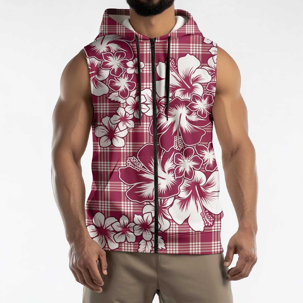 Hibiscus Pakala Royal Magenta Sleeveless Zip Hoodie Tropical Floral Stylized - Polynesian Pride