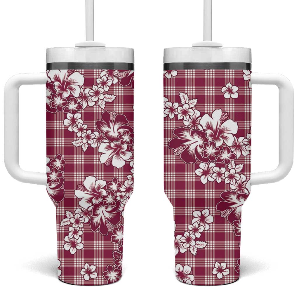 Hibiscus Pakala Royal Magenta Tumbler With Handle Tropical Floral Stylized - Polynesian Pride