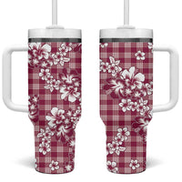 Hibiscus Pakala Royal Magenta Tumbler With Handle Tropical Floral Stylized - Polynesian Pride