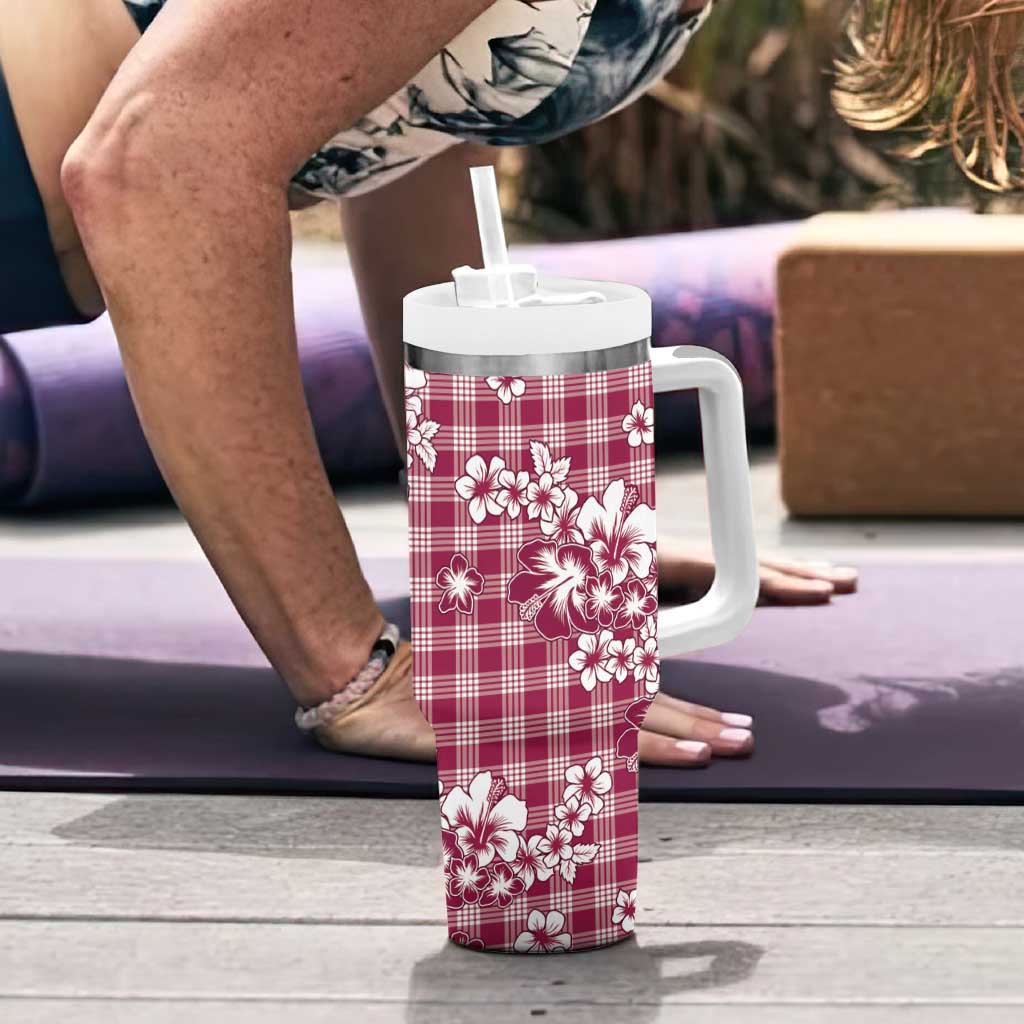 Hibiscus Pakala Royal Magenta Tumbler With Handle Tropical Floral Stylized - Polynesian Pride