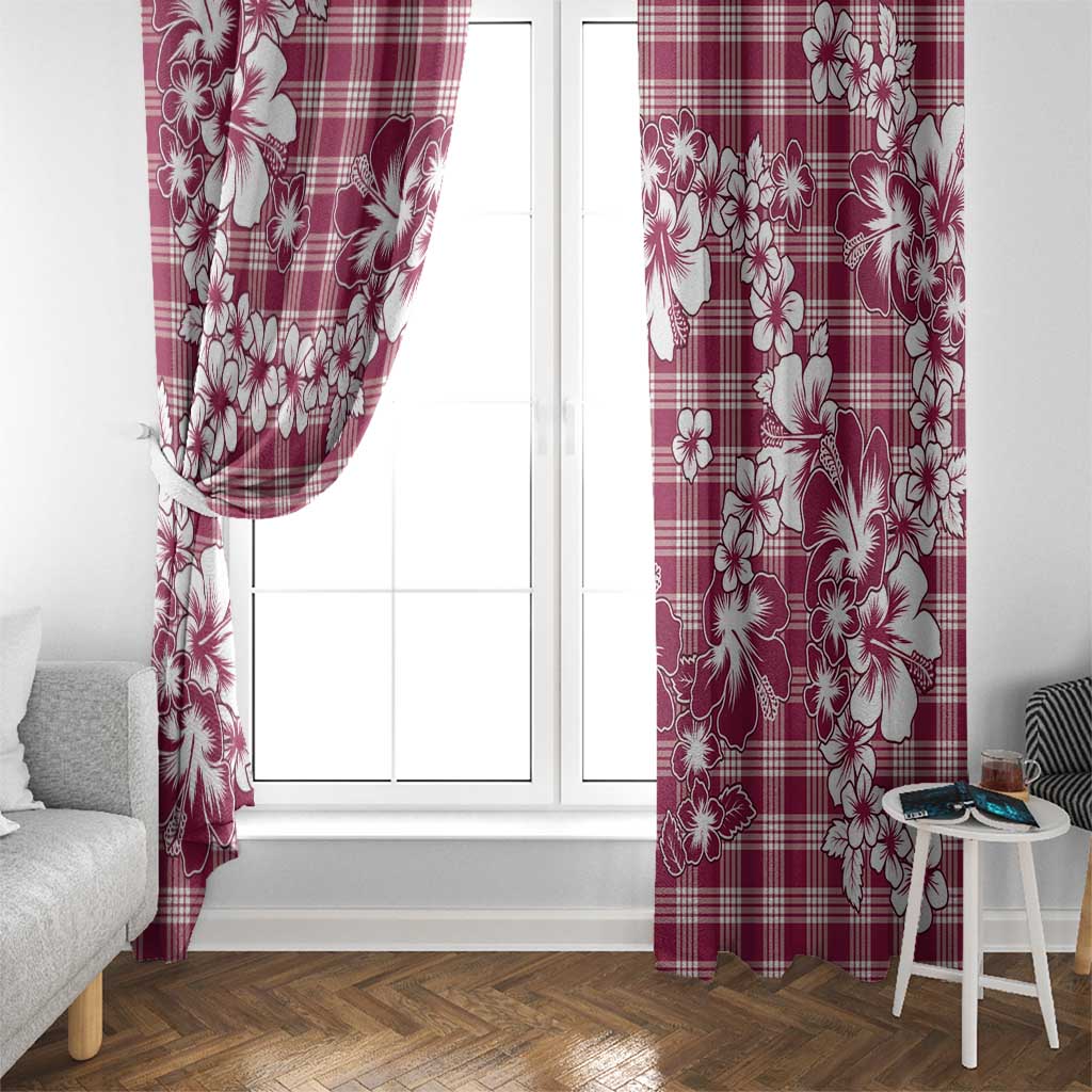 Hibiscus Pakala Royal Magenta Window Curtain Tropical Floral Stylized - Polynesian Pride