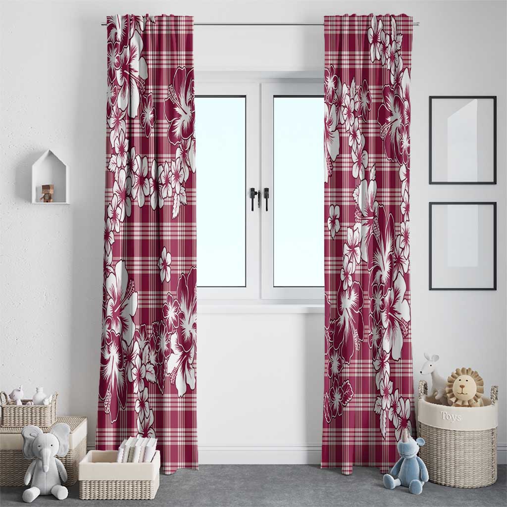 Hibiscus Pakala Royal Magenta Window Curtain Tropical Floral Stylized - Polynesian Pride