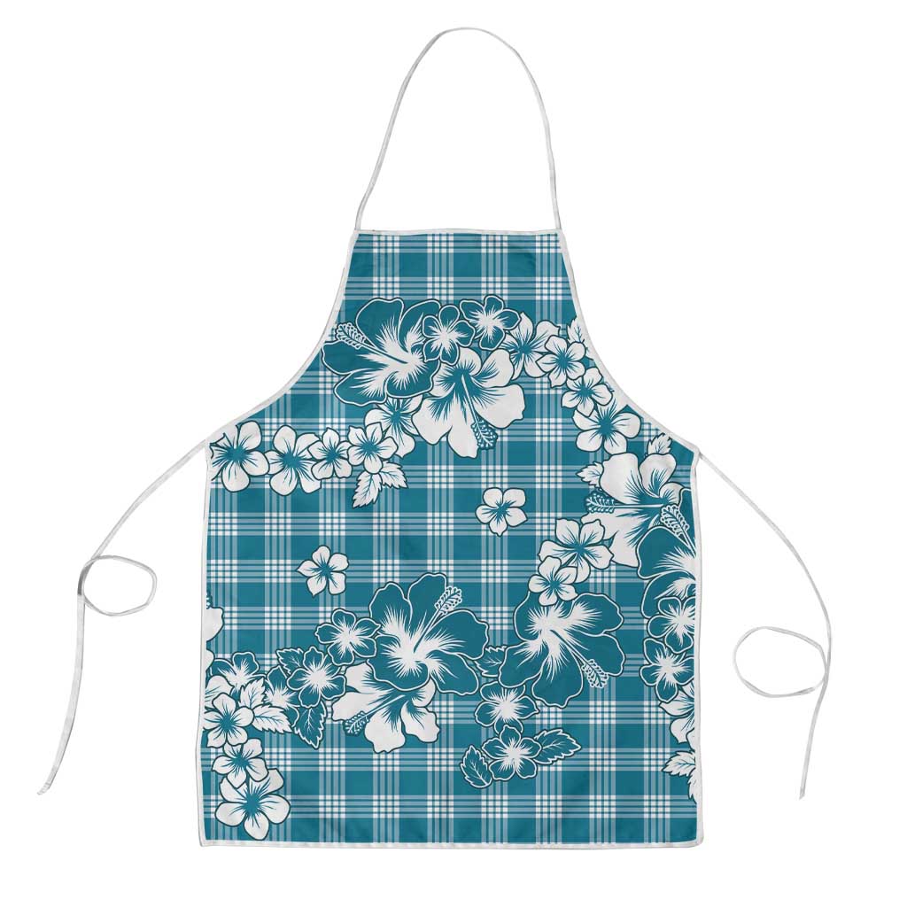 Hibiscus Pakala Ocean Depths Blue Apron Tropical Floral Stylized - Polynesian Pride