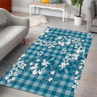 Hibiscus Pakala Ocean Depths Blue Area Rug Tropical Floral Stylized LT01 - Polynesian Pride