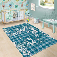 Hibiscus Pakala Ocean Depths Blue Area Rug Tropical Floral Stylized LT01 - Polynesian Pride