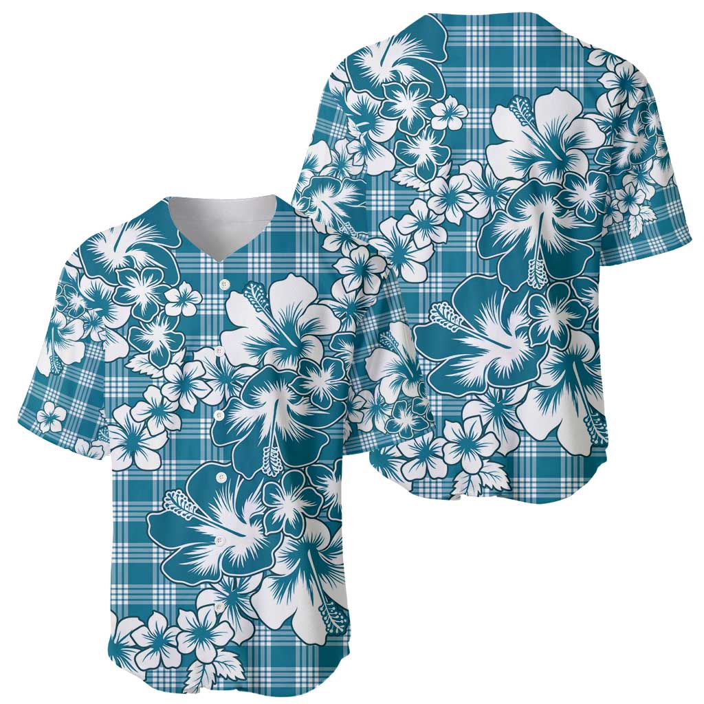 Hibiscus Pakala Ocean Depths Blue Baseball Jersey Tropical Floral Stylized LT01 - Polynesian Pride