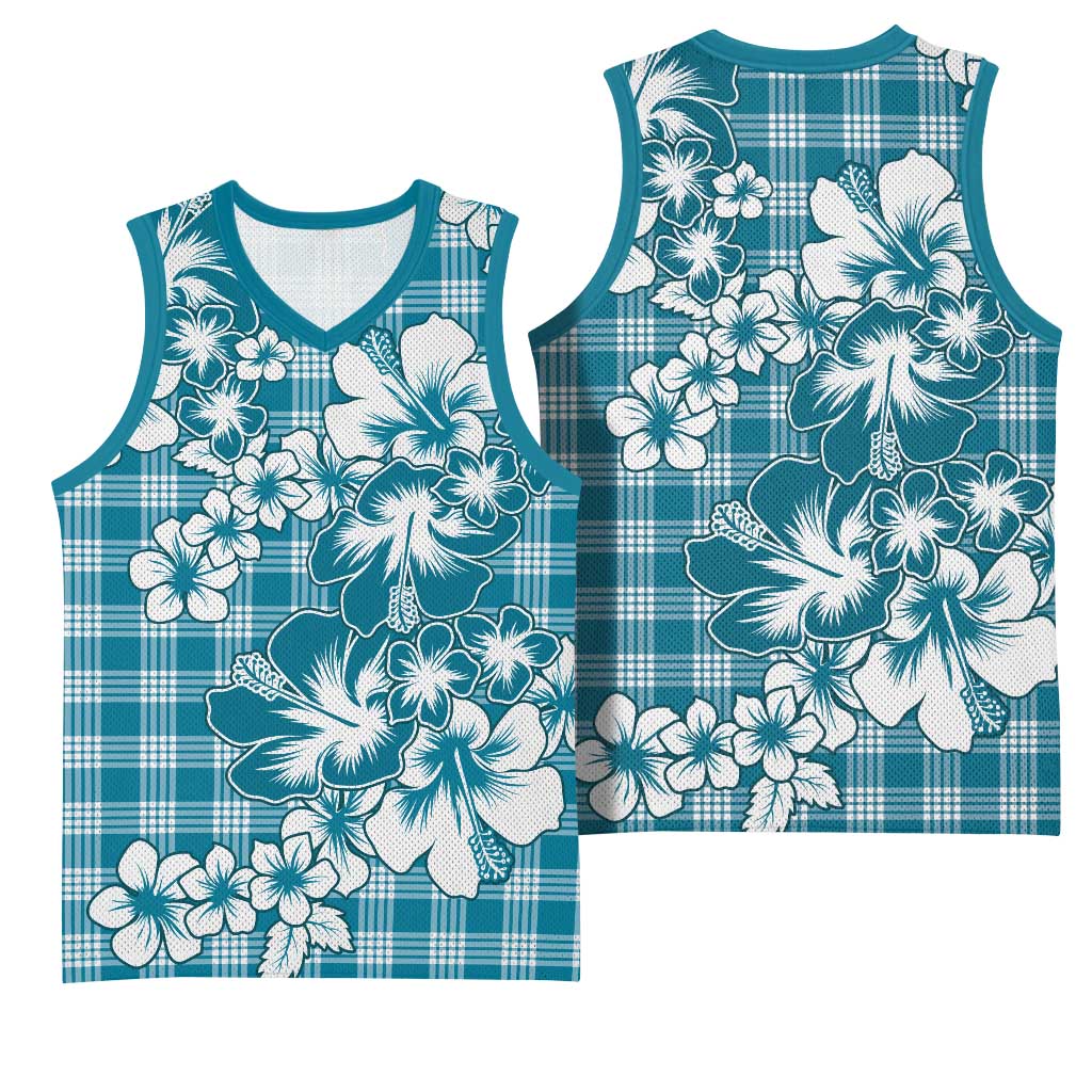 Hibiscus Pakala Ocean Depths Blue Basketball Jersey Tropical Floral Stylized LT01 - Polynesian Pride