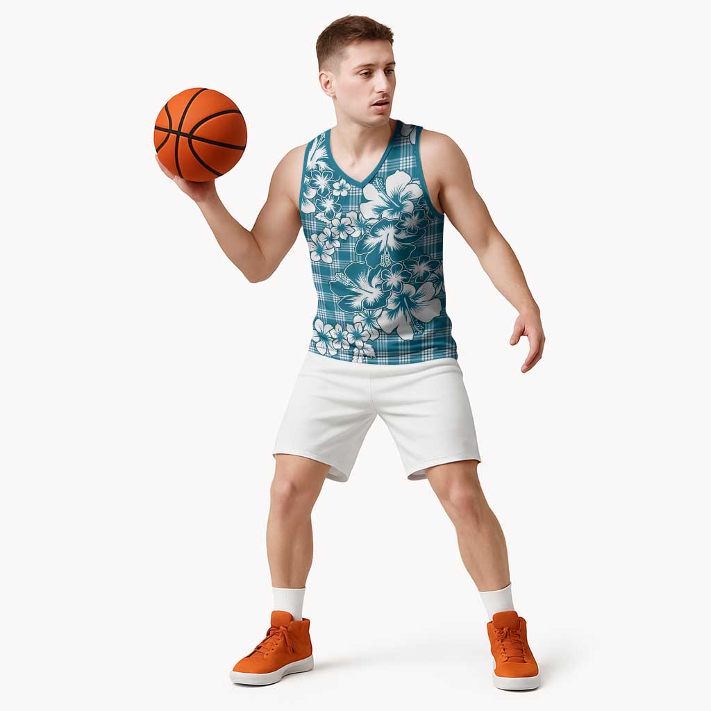 Hibiscus Pakala Ocean Depths Blue Basketball Jersey Tropical Floral Stylized LT01 - Polynesian Pride