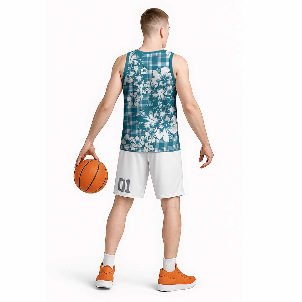 Hibiscus Pakala Ocean Depths Blue Basketball Jersey Tropical Floral Stylized LT01 - Polynesian Pride