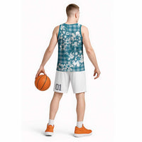 Hibiscus Pakala Ocean Depths Blue Basketball Jersey Tropical Floral Stylized LT01 - Polynesian Pride