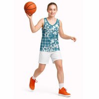 Hibiscus Pakala Ocean Depths Blue Basketball Jersey Tropical Floral Stylized LT01 - Polynesian Pride