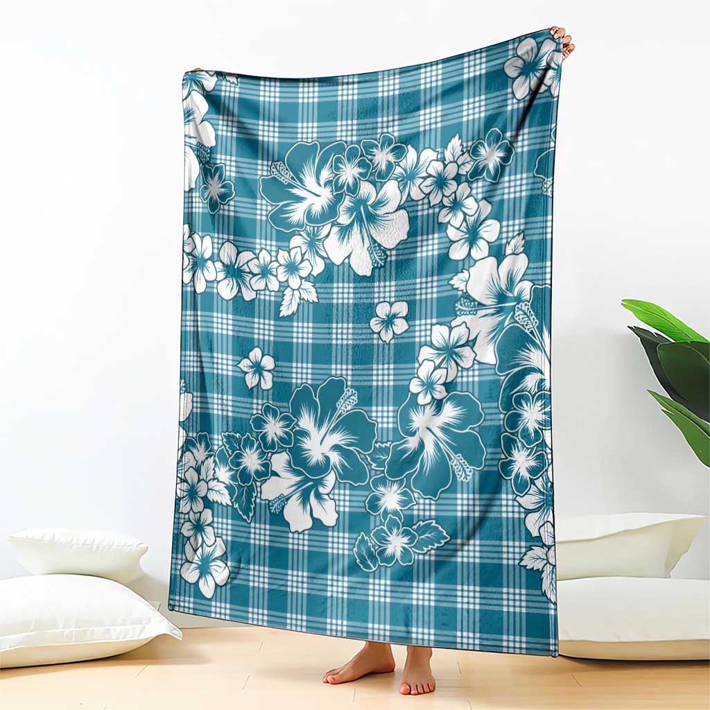 Hibiscus Pakala Ocean Depths Blue Blanket Tropical Floral Stylized - Polynesian Pride
