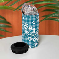 Hibiscus Pakala Ocean Depths Blue 4 in 1 Can Cooler Tumbler Tropical Floral Stylized - Polynesian Pride