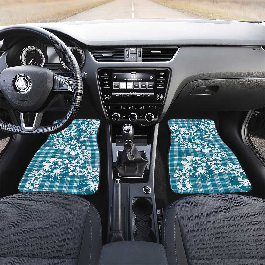 Hibiscus Pakala Ocean Depths Blue Car Mats Tropical Floral Stylized - Polynesian Pride