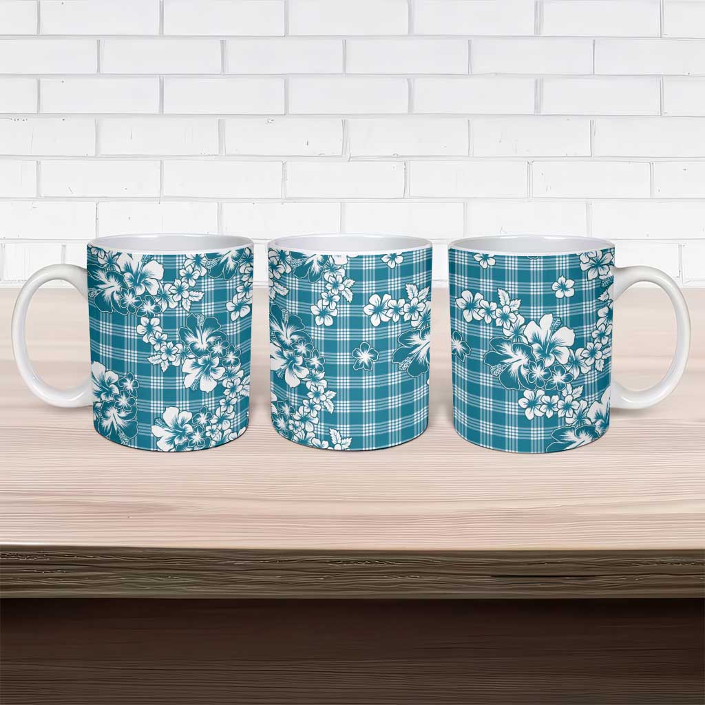 Hibiscus Pakala Ocean Depths Blue Ceramic Mug Tropical Floral Stylized - Polynesian Pride