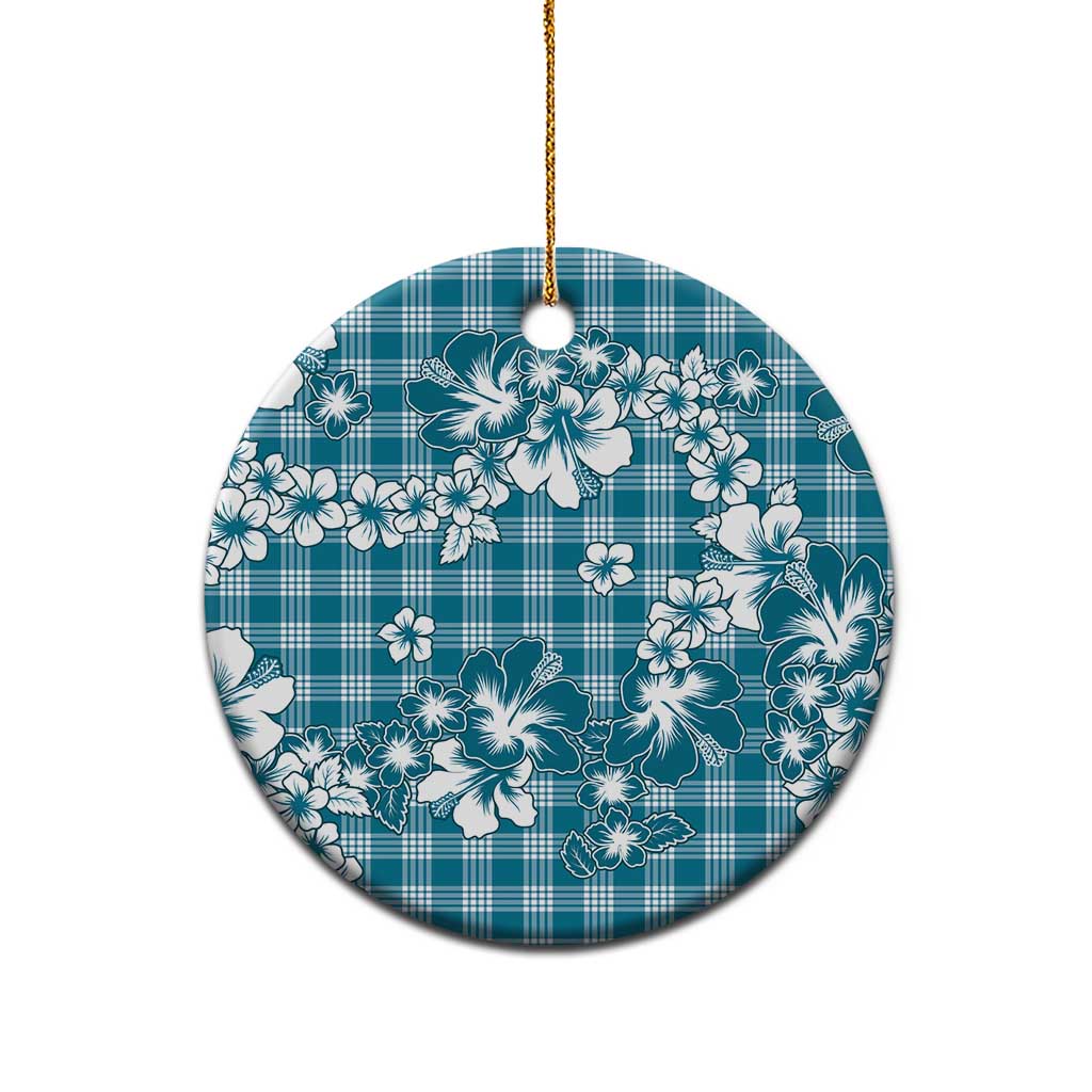 Hibiscus Pakala Ocean Depths Blue Ceramic Ornament Tropical Floral Stylized - Polynesian Pride
