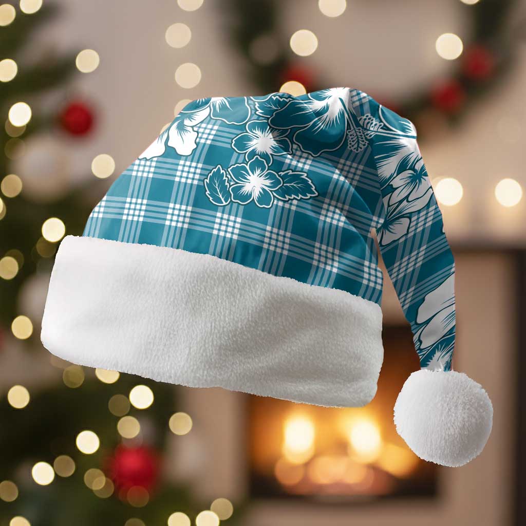 Hibiscus Pakala Ocean Depths Blue Christmas Santa Hat Tropical Floral Stylized - Polynesian Pride