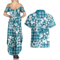 Hibiscus Pakala Ocean Depths Blue Couples Matching Summer Maxi Dress and Hawaiian Shirt Tropical Floral Stylized LT01 - Polynesian Pride