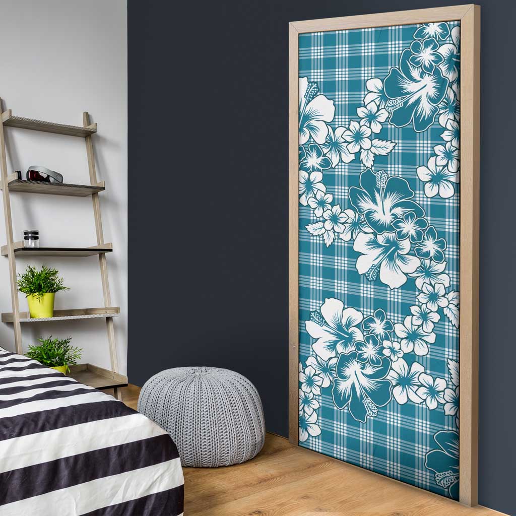 Hibiscus Pakala Ocean Depths Blue Door Cover Tropical Floral Stylized - Polynesian Pride