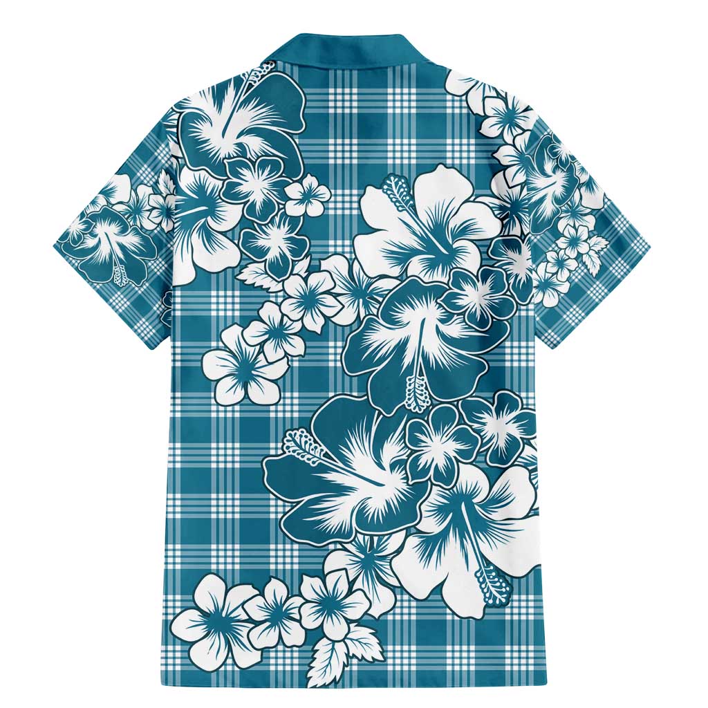 Hibiscus Pakala Ocean Depths Blue Family Matching Mermaid Dress and Hawaiian Shirt Tropical Floral Stylized LT01 - Polynesian Pride