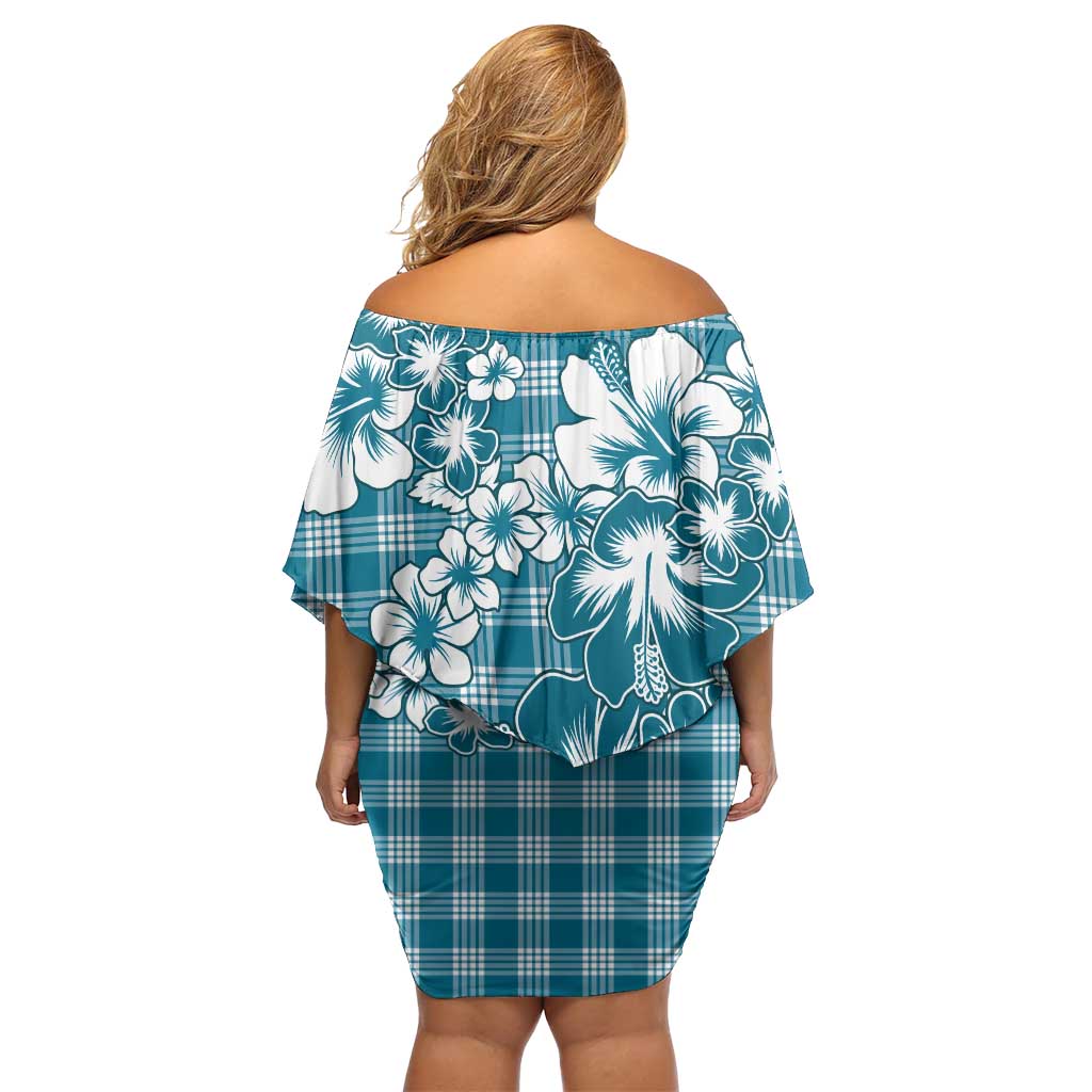 Hibiscus Pakala Ocean Depths Blue Family Matching Off Shoulder Short Dress and Hawaiian Shirt Tropical Floral Stylized LT01 - Polynesian Pride