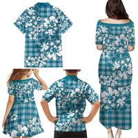 Hibiscus Pakala Ocean Depths Blue Family Matching Puletasi and Hawaiian Shirt Tropical Floral Stylized LT01 - Polynesian Pride