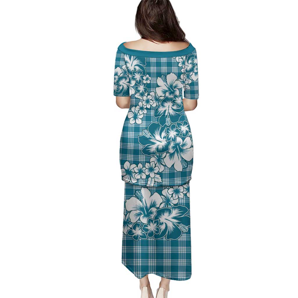 Hibiscus Pakala Ocean Depths Blue Family Matching Puletasi and Hawaiian Shirt Tropical Floral Stylized LT01 - Polynesian Pride