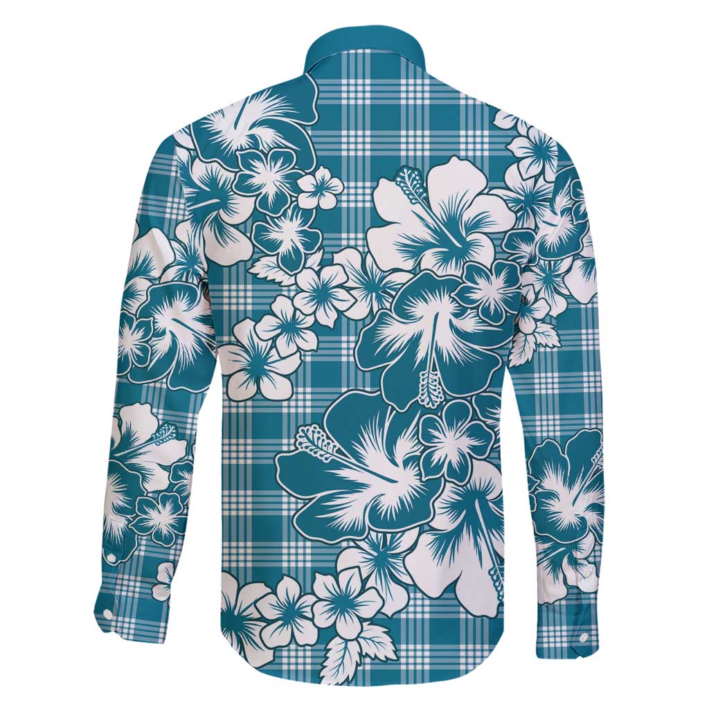 Hibiscus Pakala Ocean Depths Blue Family Matching Short Sleeve Bodycon Dress and Hawaiian Shirt Tropical Floral Stylized LT01 - Polynesian Pride