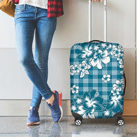 Hibiscus Pakala Ocean Depths Blue Luggage Cover Tropical Floral Stylized - Polynesian Pride