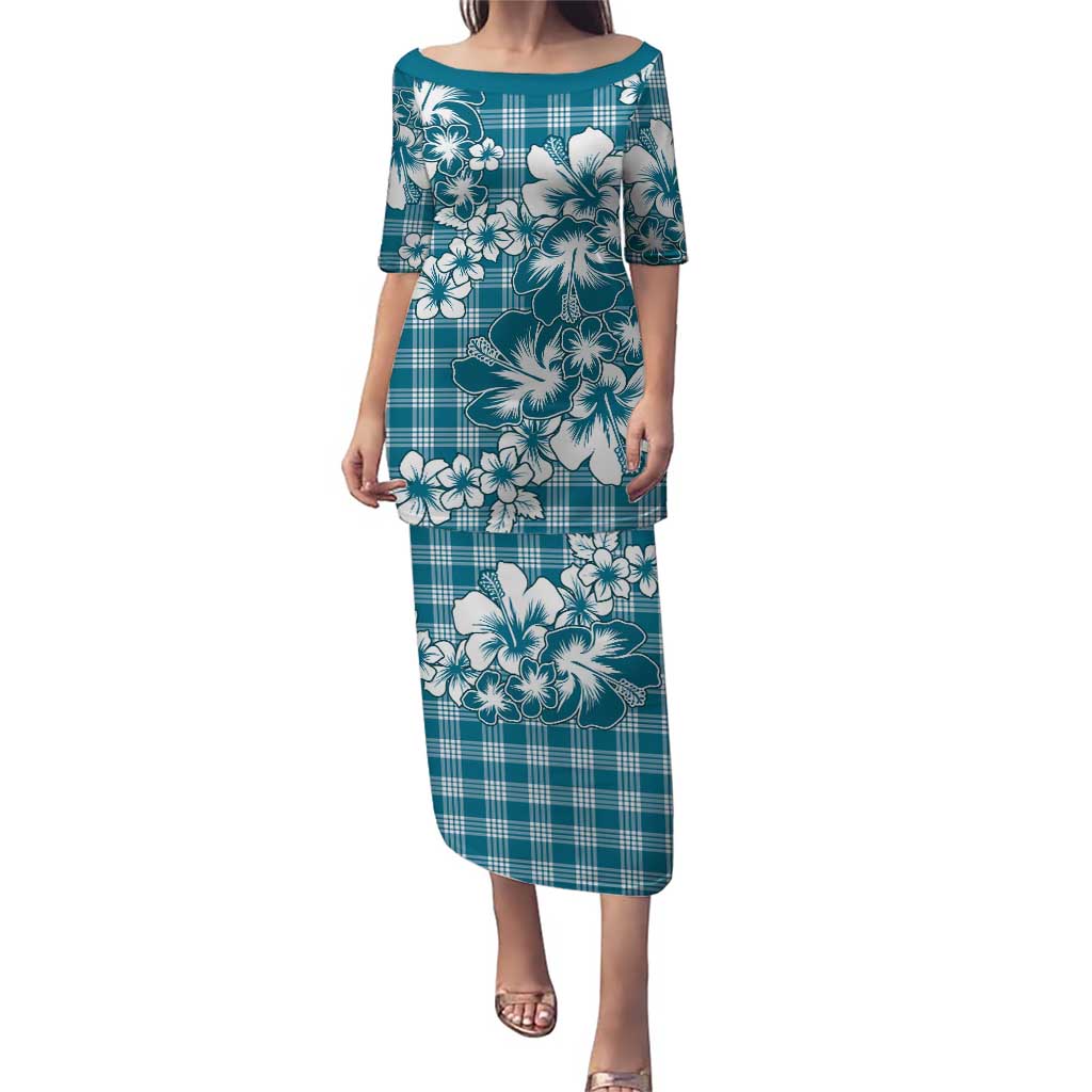 Hibiscus Pakala Ocean Depths Blue Puletasi Tropical Floral Stylized - Polynesian Pride