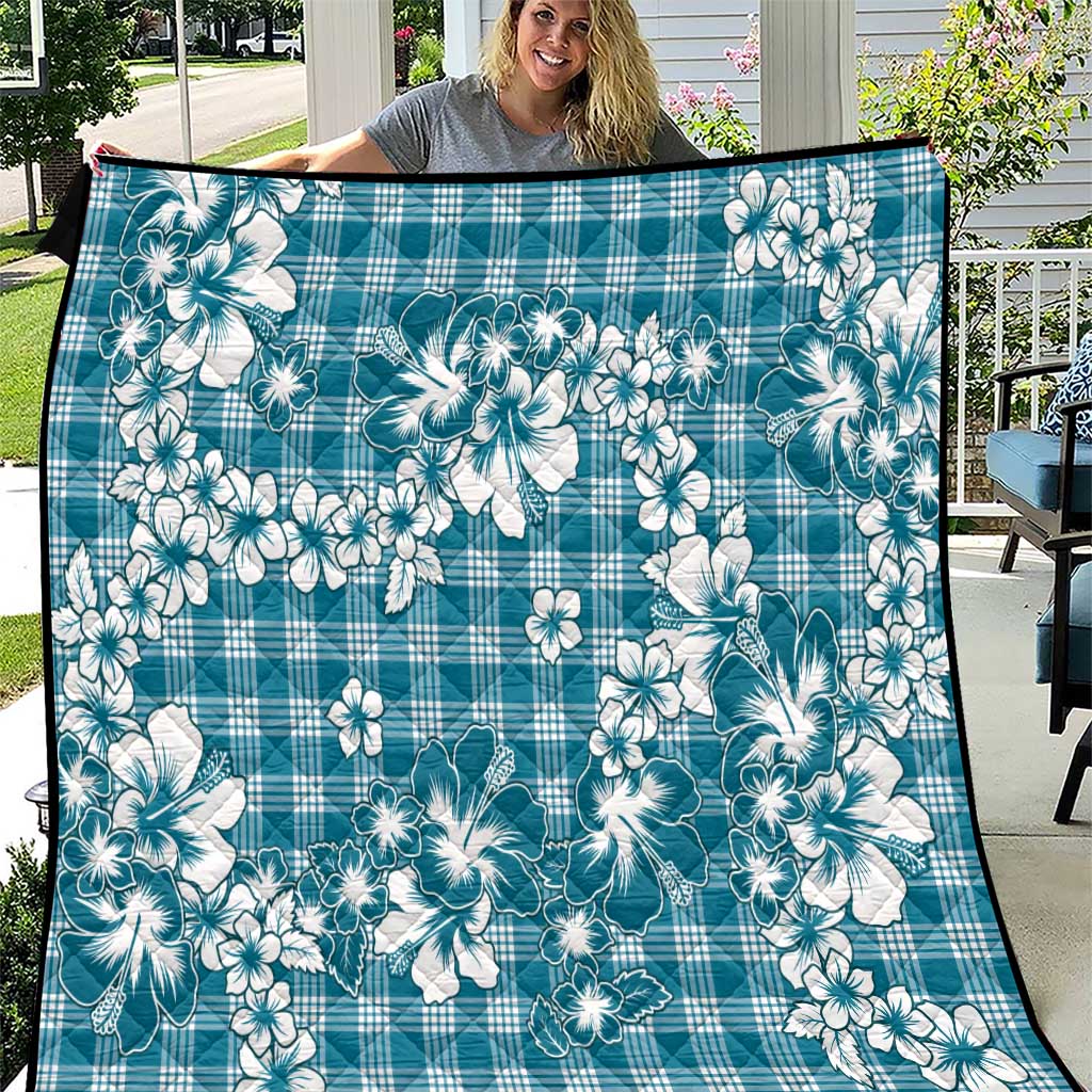 Hibiscus Pakala Ocean Depths Blue Quilt Tropical Floral Stylized - Polynesian Pride