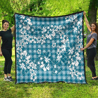 Hibiscus Pakala Ocean Depths Blue Quilt Tropical Floral Stylized - Polynesian Pride