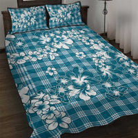 Hibiscus Pakala Ocean Depths Blue Quilt Bed Set Tropical Floral Stylized LT01 Blue - Polynesian Pride