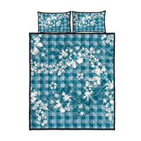 Hibiscus Pakala Ocean Depths Blue Quilt Bed Set Tropical Floral Stylized LT01 - Polynesian Pride