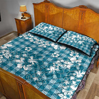 Hibiscus Pakala Ocean Depths Blue Quilt Bed Set Tropical Floral Stylized LT01 - Polynesian Pride