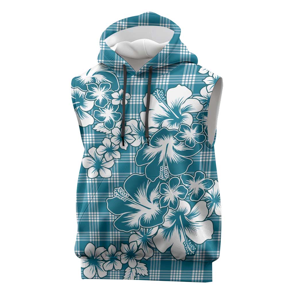 Hibiscus Pakala Ocean Depths Blue Sleeveless Hoodie Tropical Floral Stylized LT01 Blue - Polynesian Pride