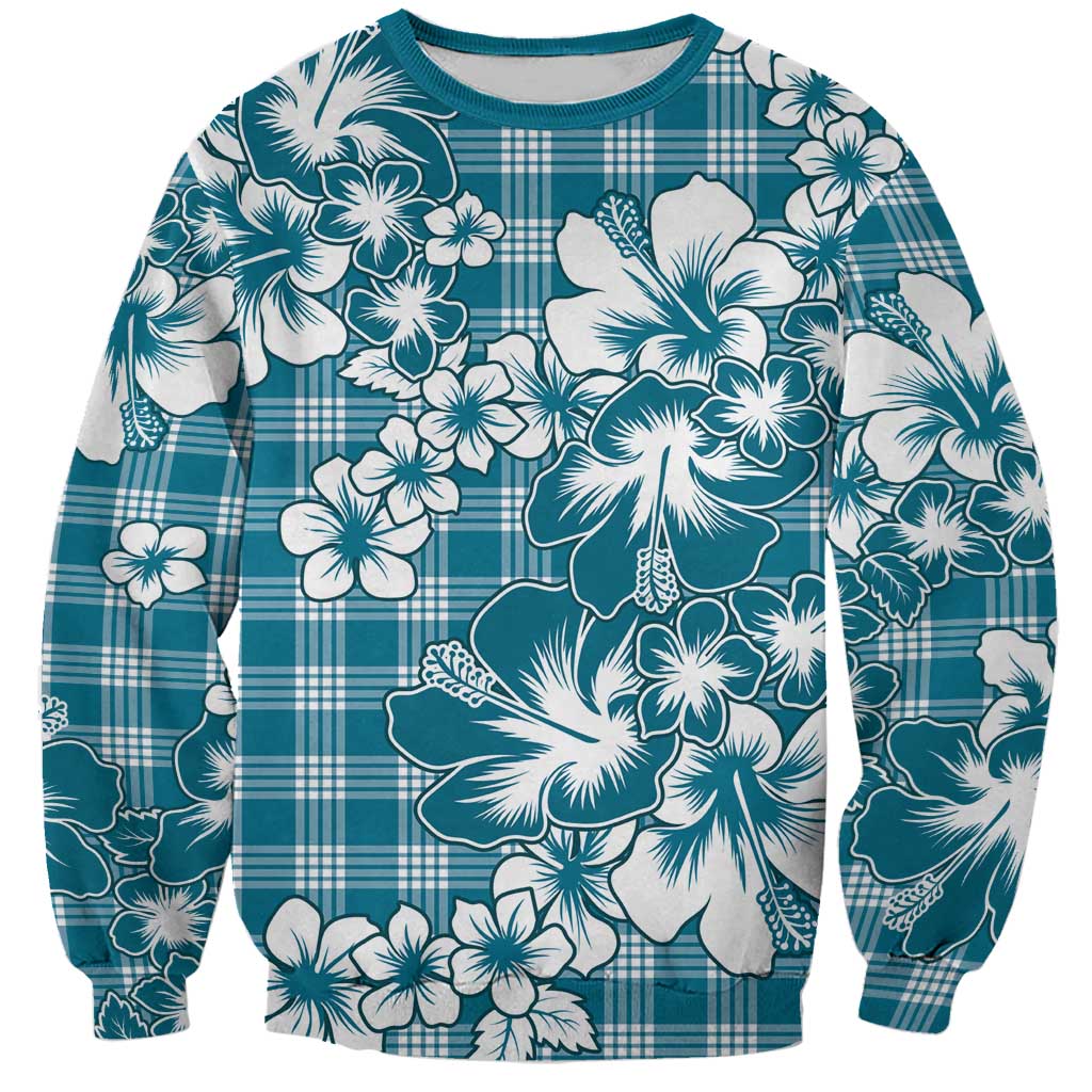 Hibiscus Pakala Ocean Depths Blue Sweatshirt Tropical Floral Stylized LT01 Unisex Blue - Polynesian Pride