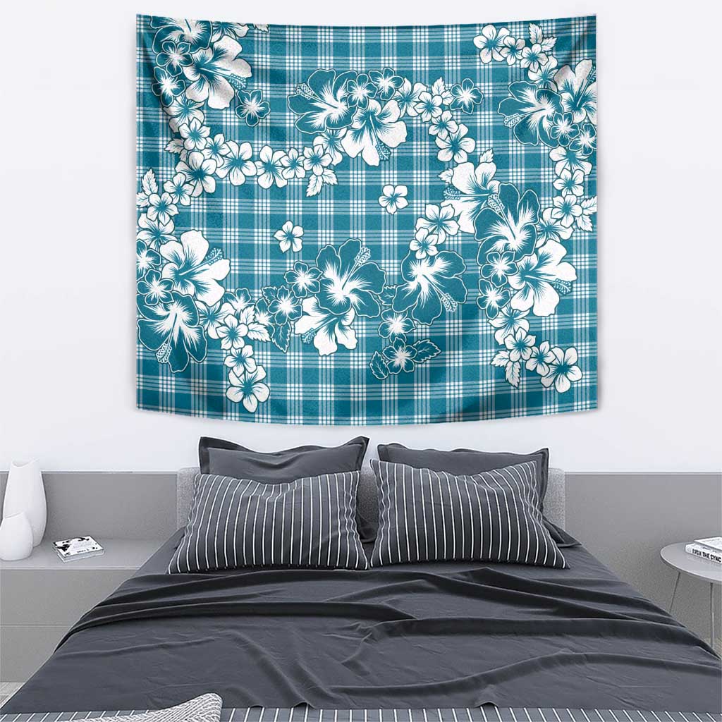 Hibiscus Pakala Ocean Depths Blue Tapestry Tropical Floral Stylized - Polynesian Pride