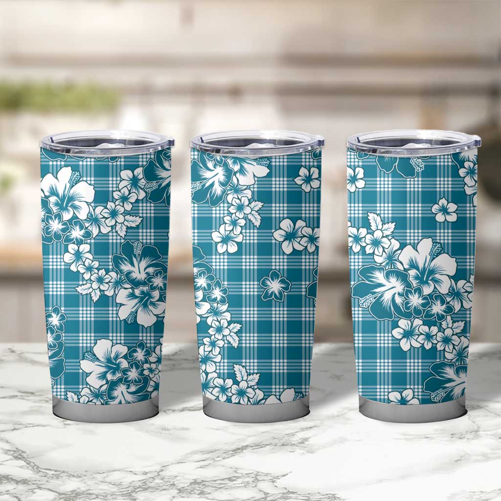 Hibiscus Pakala Ocean Depths Blue Tumbler Cup Tropical Floral Stylized - Polynesian Pride