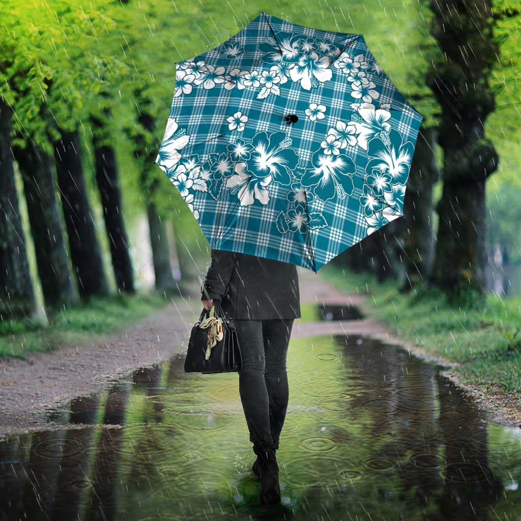 Hibiscus Pakala Ocean Depths Blue Umbrella Tropical Floral Stylized - Polynesian Pride