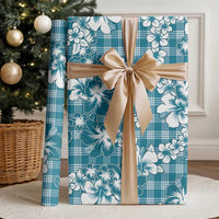 Hibiscus Pakala Ocean Depths Blue Wrapping Paper Tropical Floral Stylized - Polynesian Pride