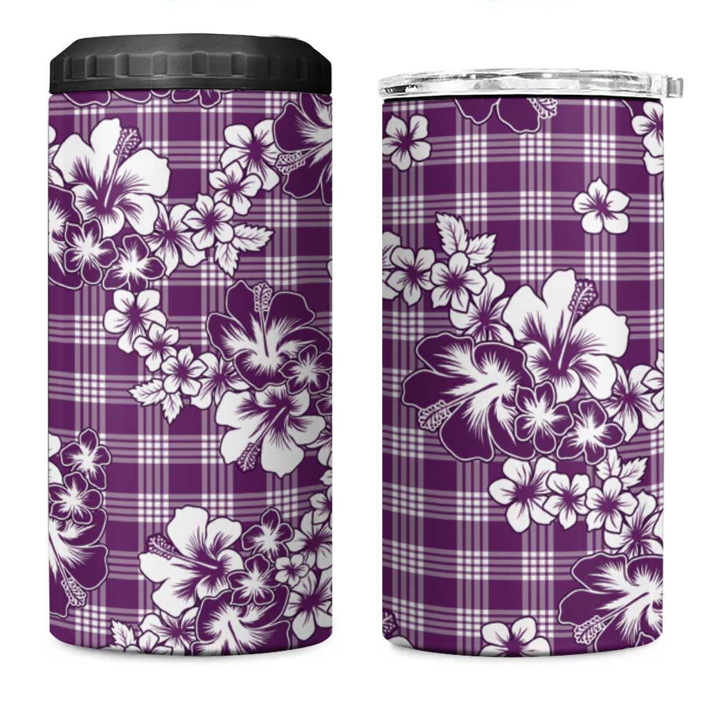 Hibiscus Pakala Sweetie Purple 4 in 1 Can Cooler Tumbler Tropical Floral Stylized LT01 One Size: 16 oz Purple - Polynesian Pride