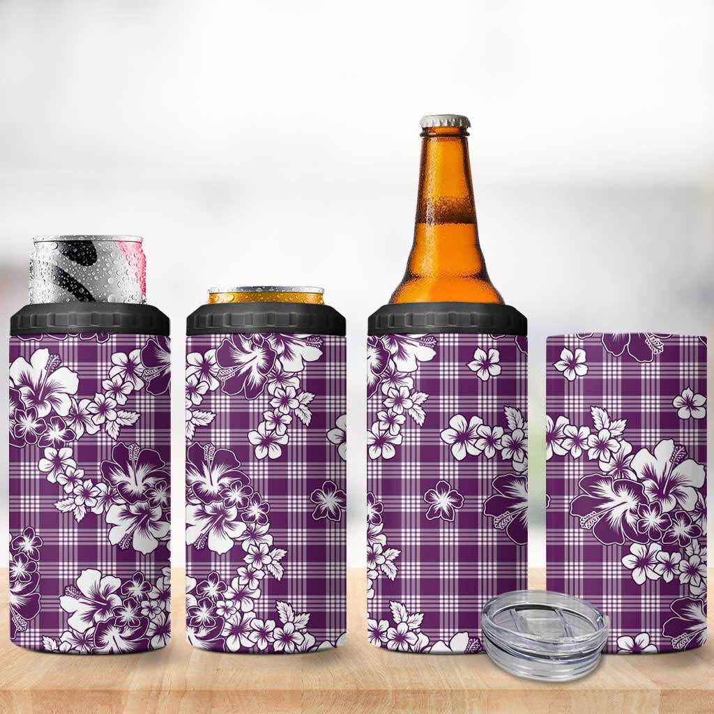 Hibiscus Pakala Sweetie Purple 4 in 1 Can Cooler Tumbler Tropical Floral Stylized LT01 - Polynesian Pride