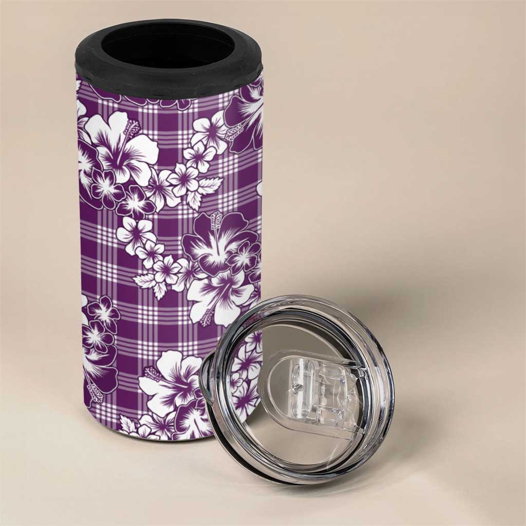 Hibiscus Pakala Sweetie Purple 4 in 1 Can Cooler Tumbler Tropical Floral Stylized LT01 - Polynesian Pride