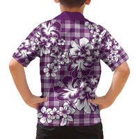 Hibiscus Pakala Sweetie Purple Family Matching Long Sleeve Bodycon Dress and Hawaiian Shirt Tropical Floral Stylized LT01 - Polynesian Pride