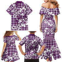 Hibiscus Pakala Sweetie Purple Family Matching Mermaid Dress and Hawaiian Shirt Tropical Floral Stylized LT01 - Polynesian Pride